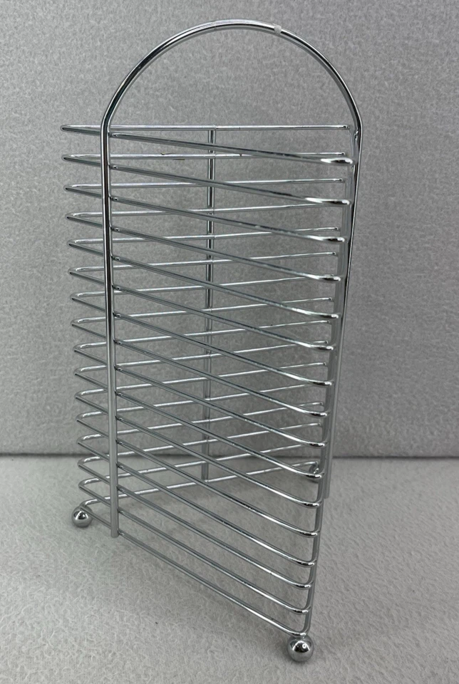 Soporte de exhibición de almacenamiento de CD de alambre de acero cromado de colección para 15 discos Foto 3 de 4