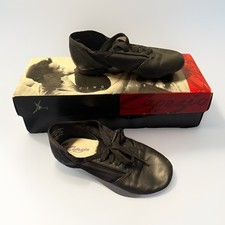 Capezio Kids Split-Sole Jazz Shoes Black Leather Mesh, Size 11M