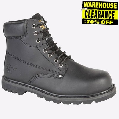 Grafters Dundalk Mens Safety Protective Lace Up Leather Boots Black