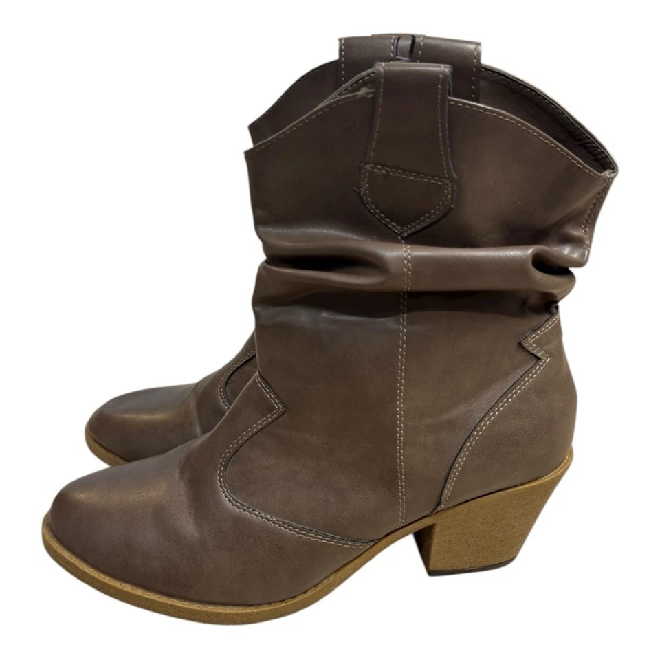 Botas vaqueras Charles Albert Mocha Western media pantorrilla para mujer 10 imitación cuero Foto 3 de 4