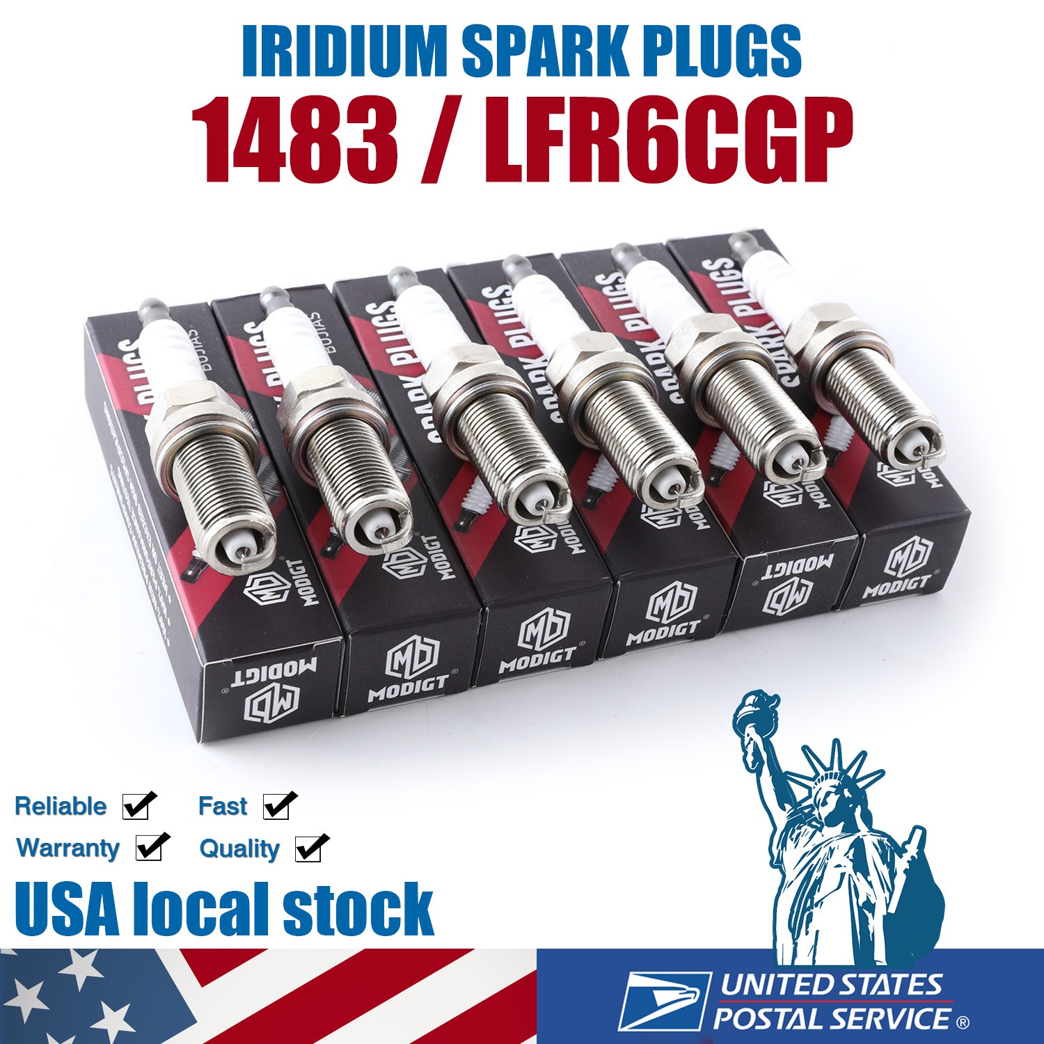6Pcs OEM Quality LFR6CGP 1483 For NGK Laser Iridium Spark Plugs For Dodge Volvo