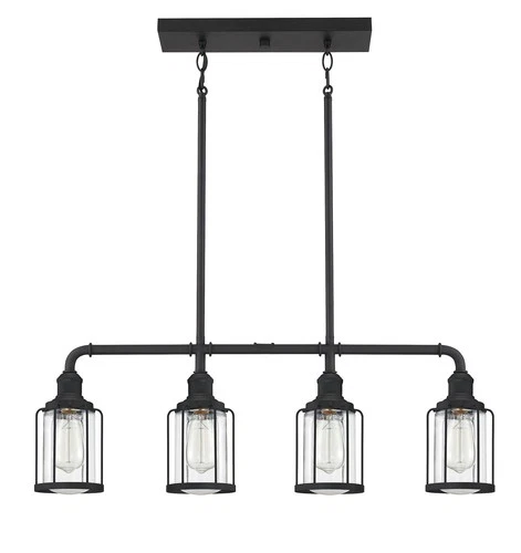 Quoizel LUD434 Ludlow 4 Light 34"W Linear Chandelier - Black - Picture 5 of 6
