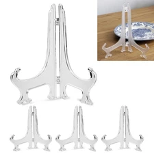 4 Display Stand Clear Acrylic Easel Home Decor Picture Frame Plate Holder 8 5/8"