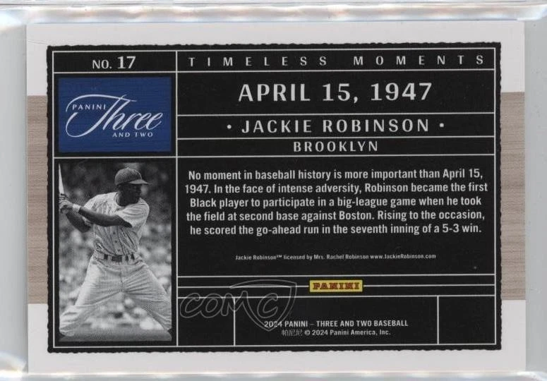 2024 Panini Three and Two Timeless Moments /99 Jackie Robinson #17 HOF - Image 2 of 2
