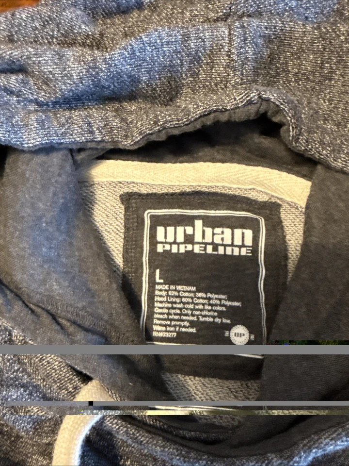 Sudadera con capucha gris Urban Pipeline talla L con bolsillos laterales Foto 3 de 4