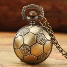 Vintage Style Mini Football Quartz Pocket Watch Pendant Necklace Chain Gifts