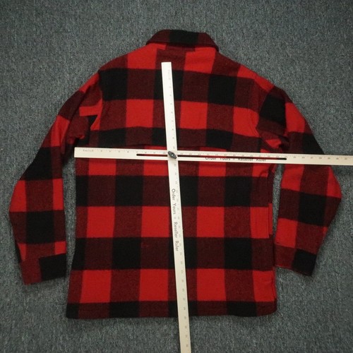 VINTAGE Woolrich Jacket Mens Large Tall Red Black Buffalo Plaid Wool Full Zip - Picture 5 of 10