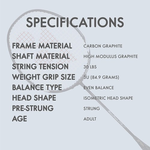 Muscle Power Badminton Racket G4 Grip - Pre-Strung Carbon Graphite Control - Picture 7 of 11