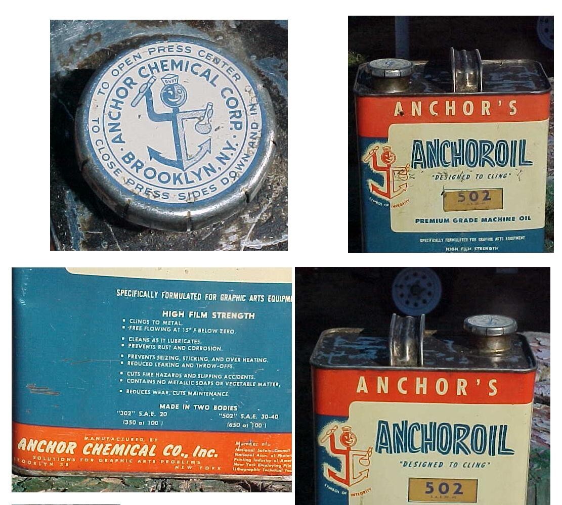 ANCHOR CHEMICAL CO BROOKLYN NY ANCHOROIL GALLON CAN MACHINE OIL GREAT LOGO RARE+ eBay
