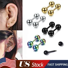 2PCS Stainless Steel Barbell Ear Cartilage Tragus Helix Stud Earring Piercing