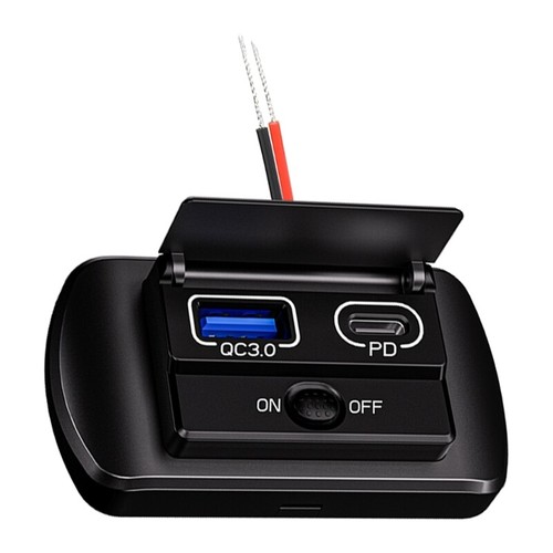 12V USB Outlet Double QC3.0 Type C/USB Quick Panel Wall Mount Automotive - Zdjęcie 5 z 11