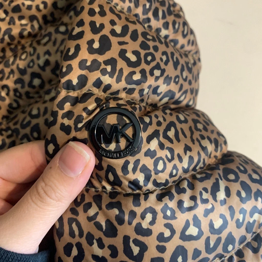 Giacca Michael Kors donna S piccola ghepardo impacchettabile piumino zip cappuccio staccabile