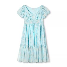 LoveShackFancy Sophia Chiffon Women's Dress Target Blue Floral Midi Size 20W NEW