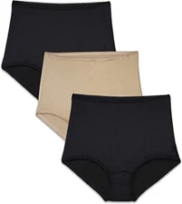 Brilliance by Vanity Fair 3-Pack control Undershapers Brief BLACK/HONEY Sz- 5 /S