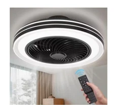 VITARVIX 20 in. Indoor Black Modern Low Profile Ceiling Fan with LED Light Caged