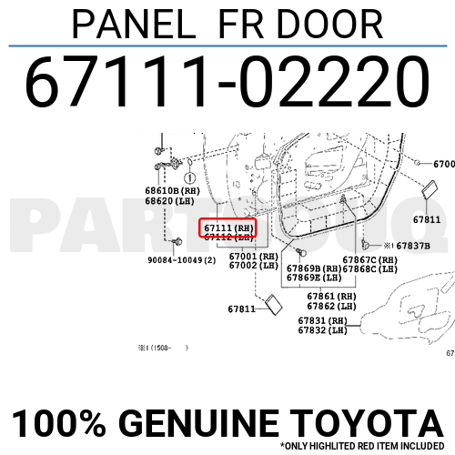 Genuine OEM Door Outer Panel for Toyota 6711102220 for sale online 