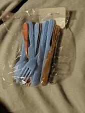 Vintage Children's Plastic Play Utensils Spoons, Forks Knives Pinkish Blue