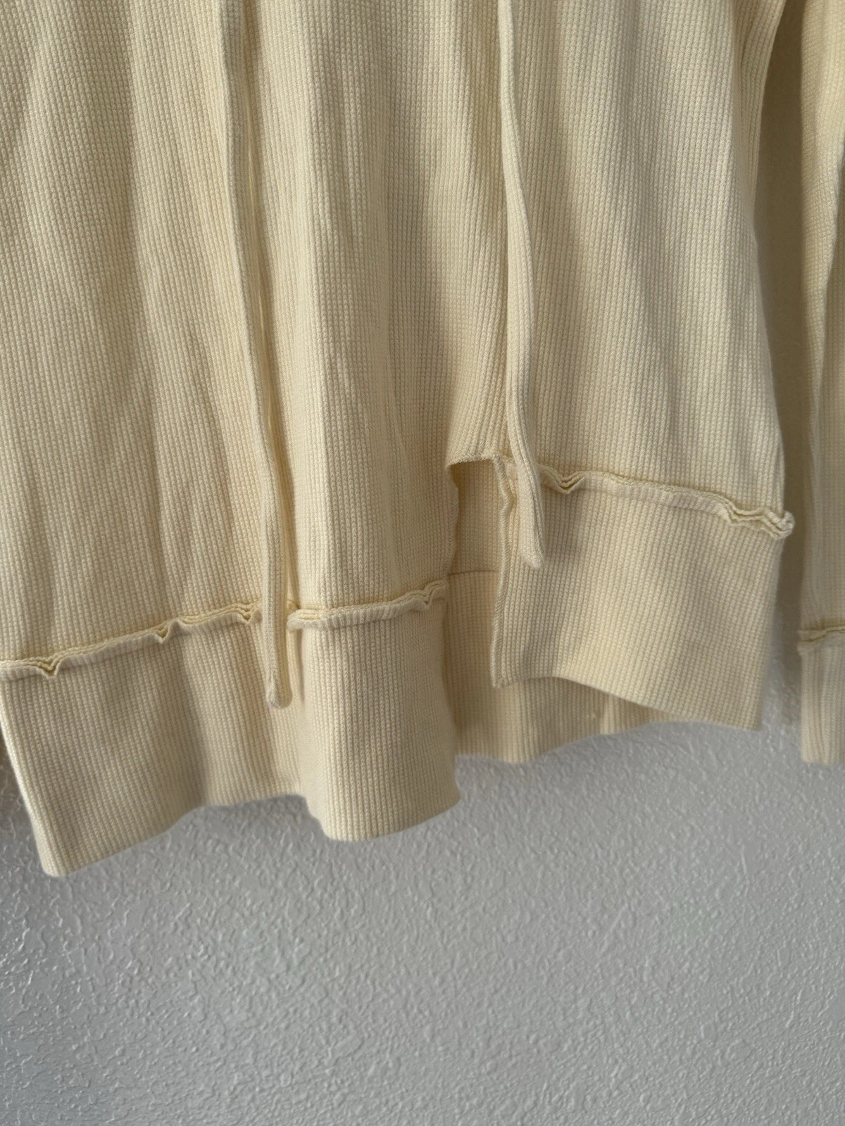 OFF WHITE Felpa con cappuccio LNA taglia XS avorio giallo waffle termica dorian comoda