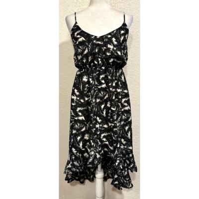 Romeo & Juliet Y2K Black Feather High-low Cinched Dress Womens M
