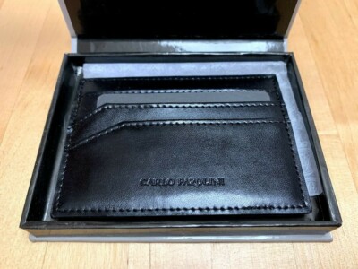 NEW Carlo Pazolini Black Leather Slim Card Holder Wallet Unisex - Main Image