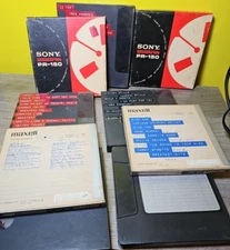 9 Vintage BASF Sony Maxell Reel to Reel Tapes Hard Plastic Cases Use as Blanks