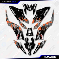 Gray & Orange Savage Camo Racing Graphics kit fits Yamaha Raptor 125 250 11-25