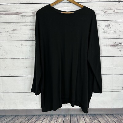 Clara Sun Woo Tunic Womens XL Black Knit Buttons Boxy Minimalist Capsule Staple