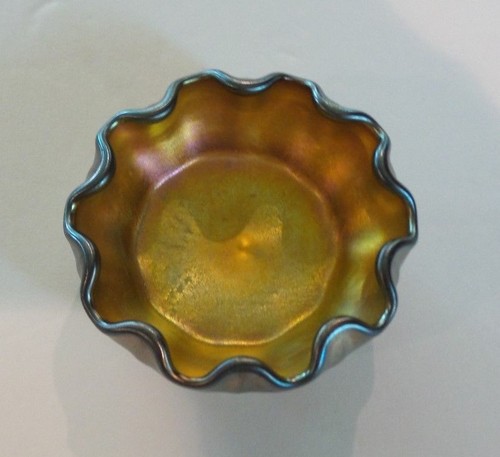L. C. Tiffany FAVRILE Gold Iridescent Art Glass Salt Cellar #2 - Picture 5 of 8