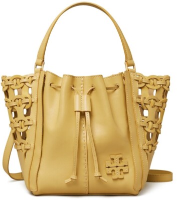 Tory Burch McGraw Die-Cut Dragonfly Drawstring Leather Satchel