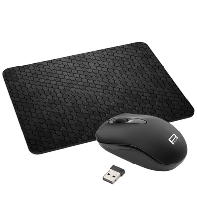 Kabellose optische Funkmaus + Gaming Mauspad mit Design, First One Waben Muster