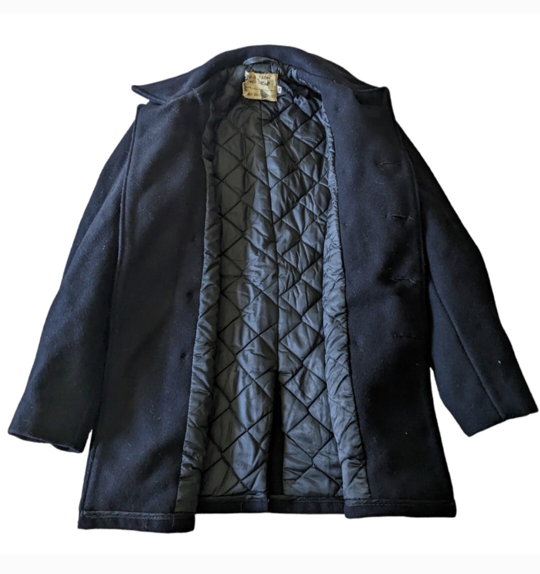 Vintage Schott Black Navy U.S. 740N Pea Jacket Wool Size 34