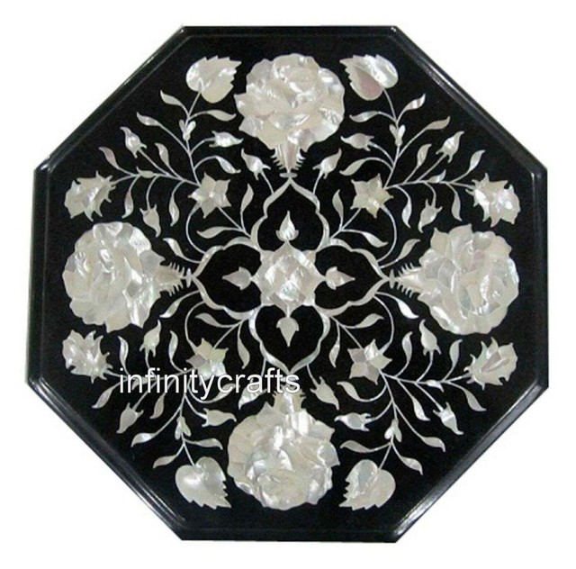 09 x 09 Inches Octagon Marble Breakfast Table Top Inlaid with MOP Coffee Table 09 x 09 Inches Octagon Marble Breakfast Table Top Inlaid with MOP Coffee Table