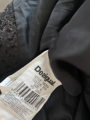 DARK BROWN TEXTURED COAT DESIGUAL EUR 40 12 WINTER SMART GLAM
