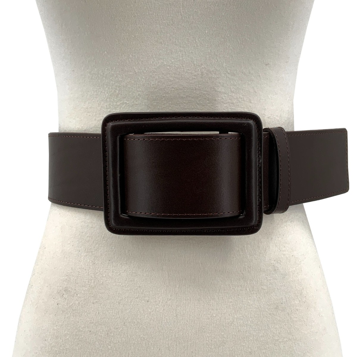 8726 Wide High Waist Vintage Full Grain Leather Belt With Rectangular Ladies High Waist Wide Patent Fashion Plain Leather Belt | eBay main image 2