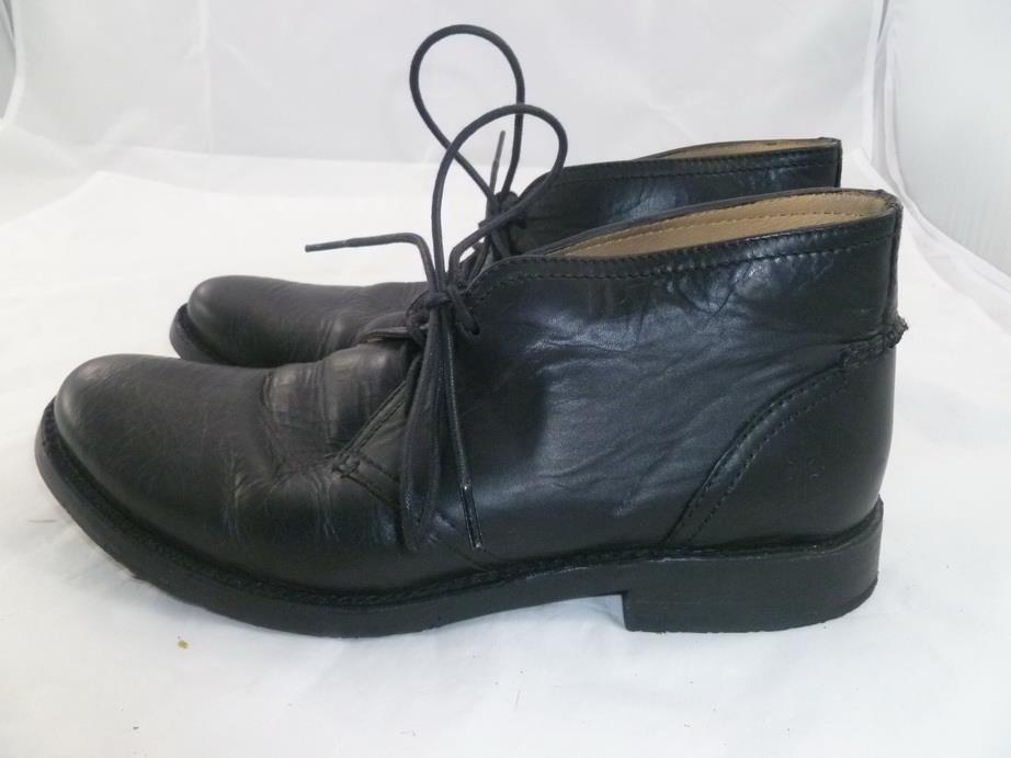 FRYE OLIVER USED MEN 8.5 D BLACK LEATHER ANKLE/DESERT BOOTS  display picture 2