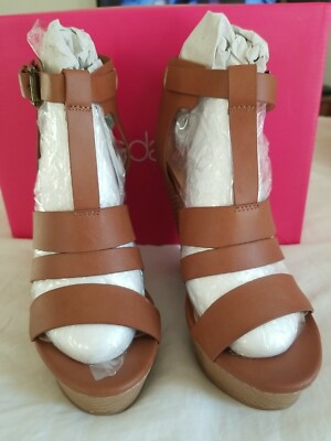 Shoedazzle Wedges, Venita, Cognac - Size 6.5