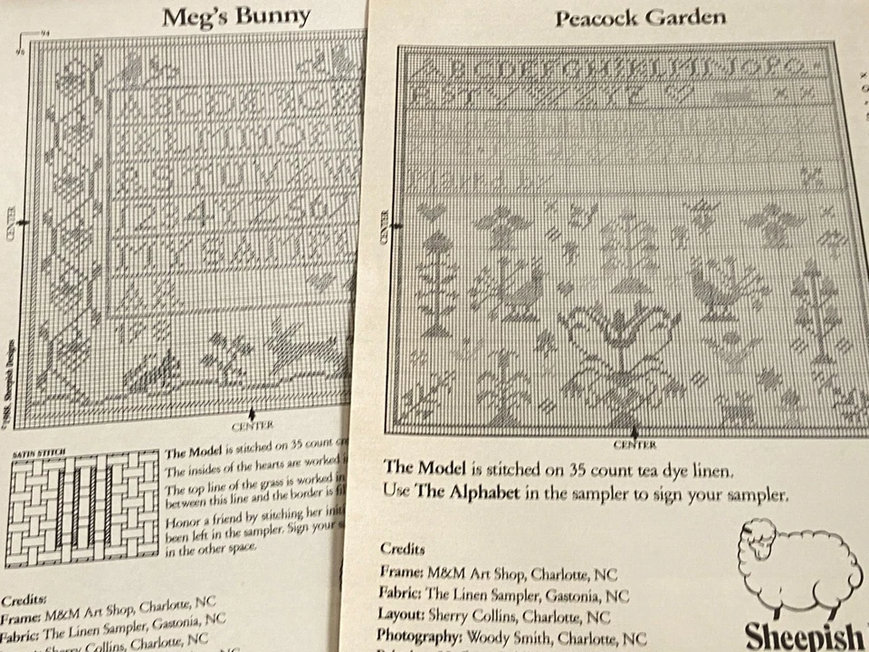 Sheepish Designs - Meg’s Bunny & Peacock Garden - Cross Stitch Sampler Charts - Image 4 of 4
