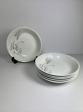 Johnson Bros Snowhite - 6 x Bowls 18.5cm dia - Soup - Floral Wheat Blue Grey