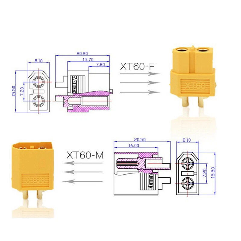 10x XT60 Premium Male + Female Male Female High Current Plug Banana Plugs - Image 2 of 4