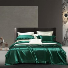 22 MM Mulberry Silk Custom Bedding Set 4pcs Duvet Cover Sets Flat Sheet Purple