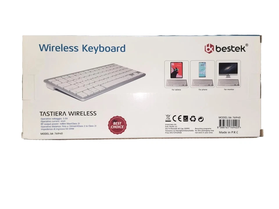 TASTIERA WIFI WIRELESS KEYBOARD PORTATILE LEGGERA PER PC TABLET SMARTPHONE NUOVA - Image 2 of 2