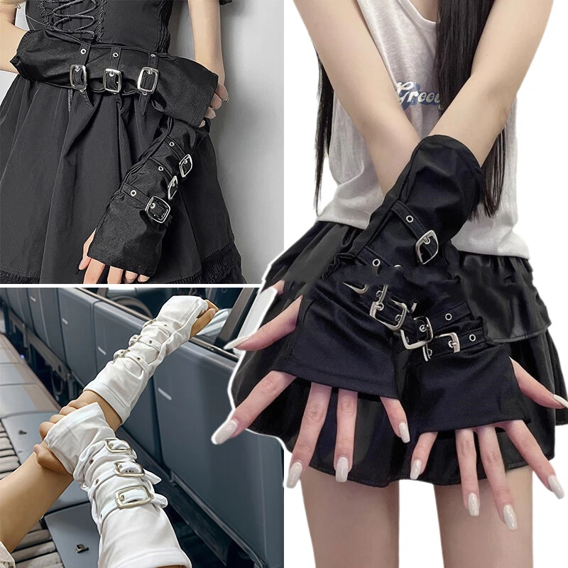 Gothic Rock Arm Wearmers Punk Gloves Fingerless Gloves Lolita Cosplay Women. - Image 2 of 4