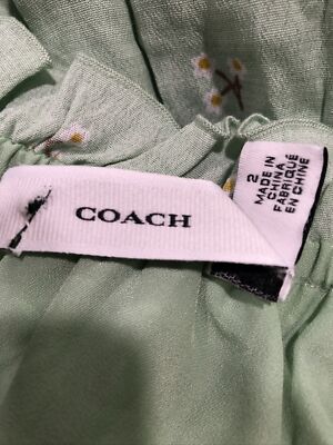 COACH Womens Dress Size 2 Green Floral Midi Pullover Ruffle Pockets Eyelet  | eBay