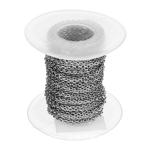 Cadena ovalada de cable plano de metal acero inoxidable de 10 metros 1 mm ~ 8 mm para fabricación de joyas - Imagen 8 de 9