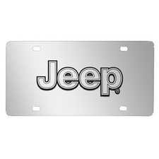 Jeep Silver 3d Logo Mirror Chrome Stainless Steel License Plate
