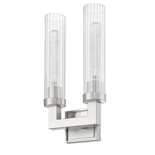 Z-Lite Beau 16.75 in. Brushed Nickel 2 Light Wall Sconce w/ Clear Glass Shade - Picture 6 of 9