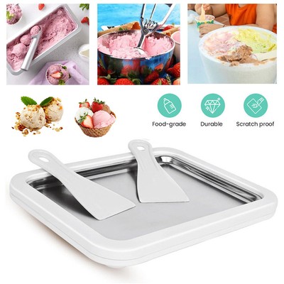 Mini Ice Cream Maker Pan Ice Cream Roller Plate for Sweet Fried Food Yogurt Weiß