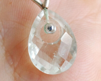 Natural Green Amethyst Faceted Pear Briolette Semi Precious Gemston Bead (1pc)