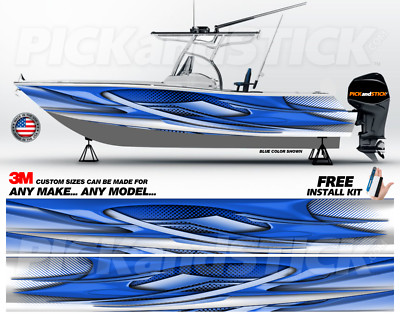 Abstract Fin Boat Wrap 3M Cast Vinyl Wrap - Made in USA