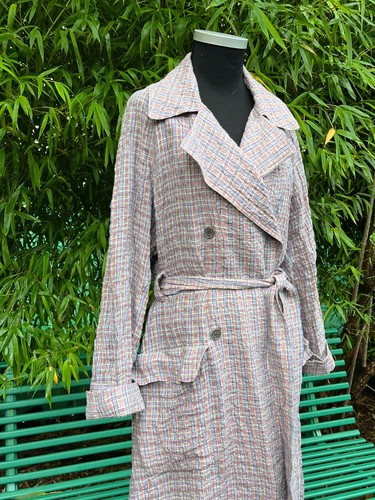 MCQ Alexander Mcqueen Pastel Crinkle Cotton Gingham Trench Coat Size S - BNWT - Picture 9 of 21